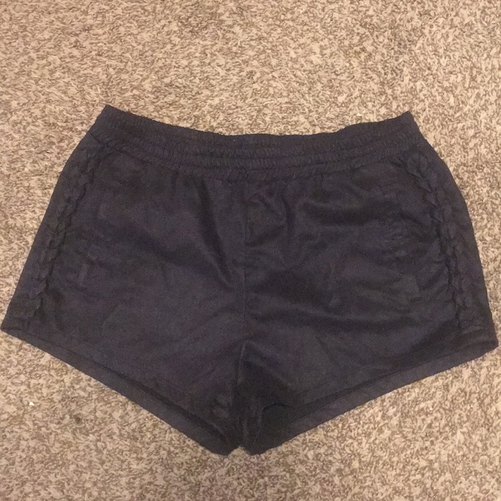 Black faux suede shorts